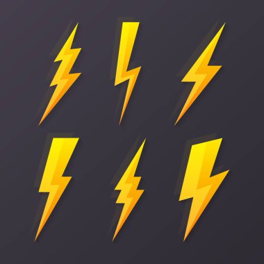 Şimşek civata düz simgeleri ayarlandı