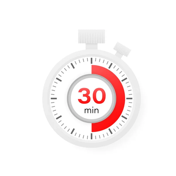 Minuten Timer Stopwatch Icoon Platte Stijl — Stockvector