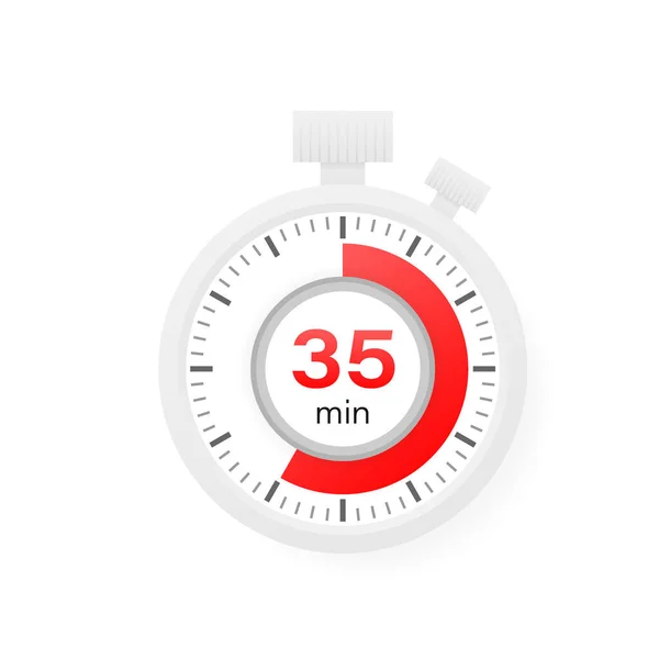 Minuten Timer Stopwatch Icoon Platte Stijl — Stockvector