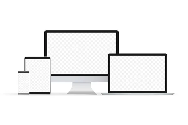 笔记本电脑隔离向量 Gadget演示向量 现代计算机 笔记本电脑 白色背景矢量智能手机 — 图库矢量图片