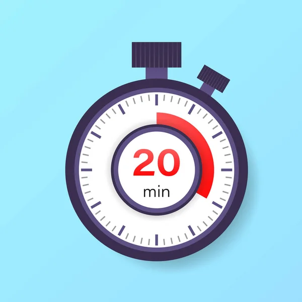 Timer Van Minuten Stopwatch Icoon Platte Stijl — Stockvector