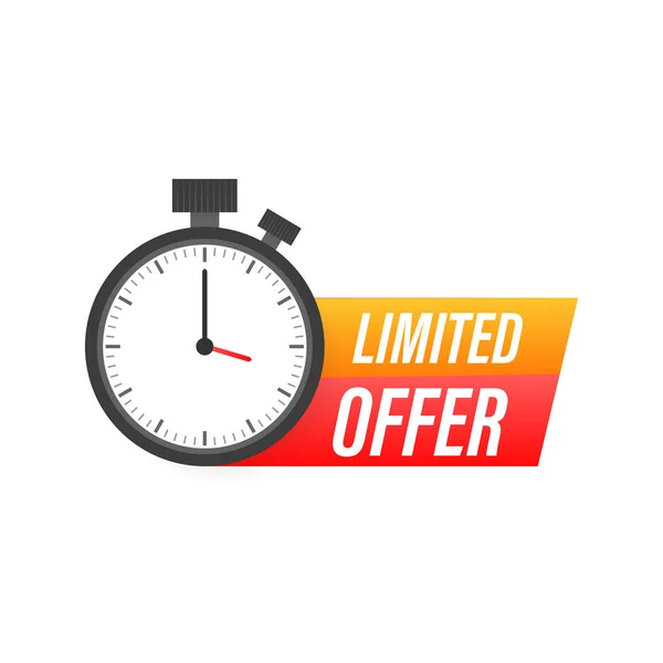 Red Banner Limited Offer Clock Icon — Stock Vector