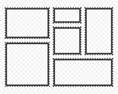 Posta pulları şablonu. Boş dikdörtgen ve kare posta pulları