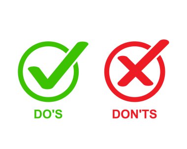 Do ve eksileri işaretle. düz basit biçim eğilimi modern kırmızı ve yeşil kontrol işareti