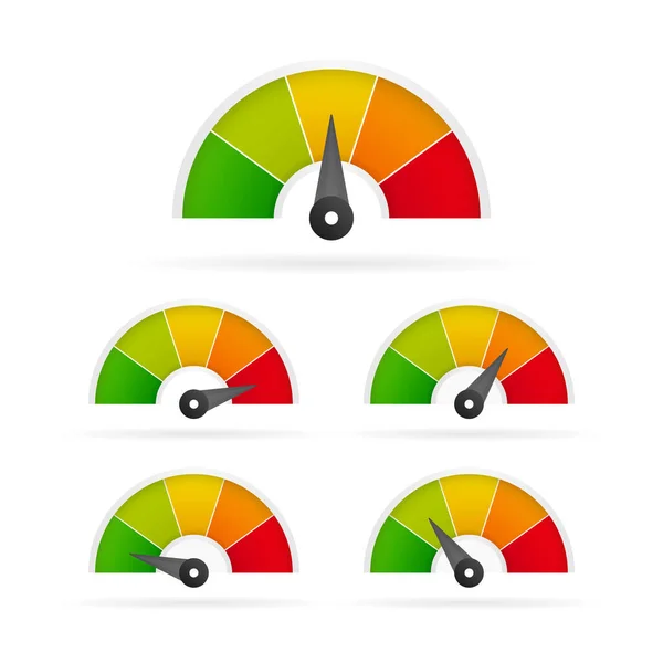 Credit Score Snelheidsmeter Witte Achtergrond — Stockvector