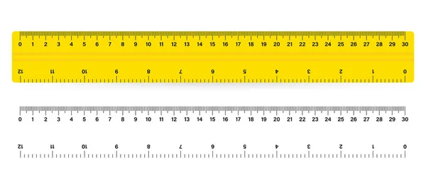 30Cm Mierzyć Pomiar Metryczny Linijki Linijka Metryczna — Wektor stockowy