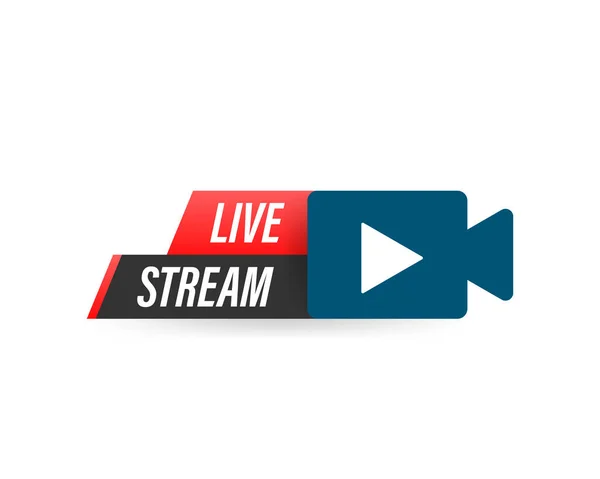 Live Streaming Logo Κόκκινο Διανυσματικό Στοιχείο Σχεδιασμού Κουμπί Play Για — Διανυσματικό Αρχείο