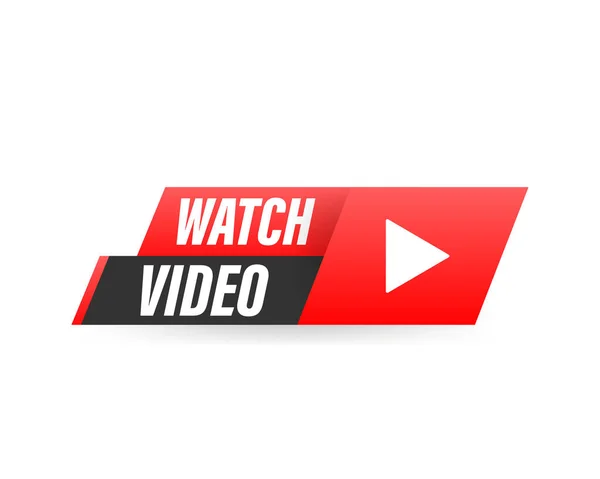 Παρακολουθήστε Κουμπί Βίντεο Banner Icon Διάνυσμα Σχεδίαση Λευκό Φόντο — Διανυσματικό Αρχείο