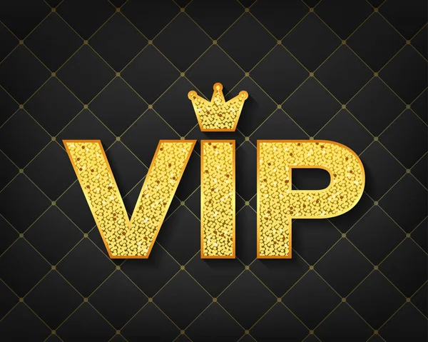 Golden symbol of exclusivity, the label VIP with glitter. Very important person - VIP icon