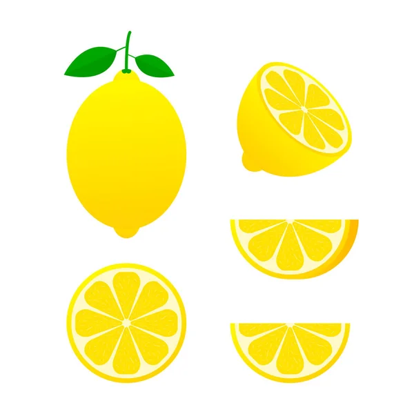 Fruits Frais Citron Collection Illustrations Vectorielles — Image vectorielle