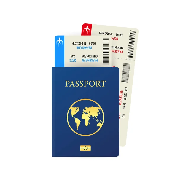 パスポートと搭乗券は白い背景に隔離されています 旅行のコンセプト ベクターイラスト — ストックベクタ