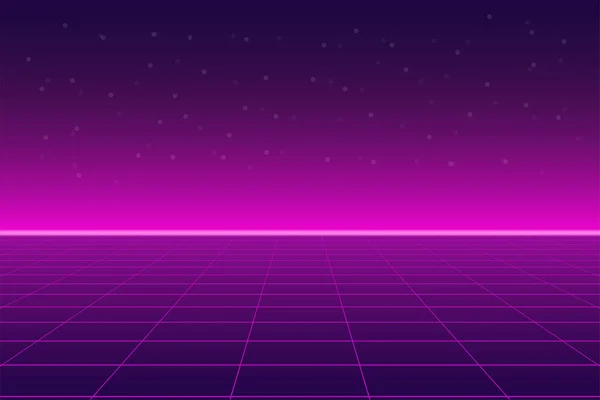 Lumineux Fond Violet Rose Rétro Style Paysage Futuriste Des Années — Image vectorielle