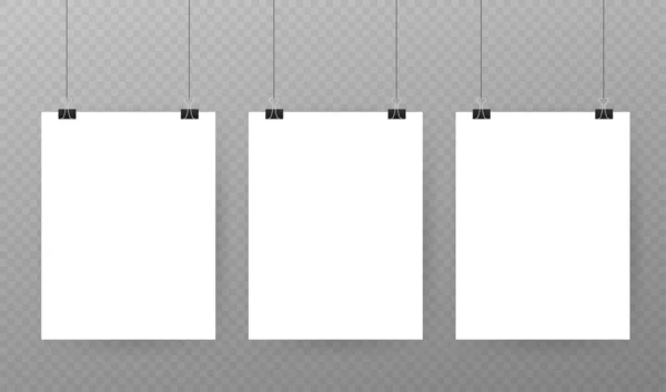 Ein Satz Mehrfarbiger Ordnerklammern Auf Einem Blatt Papier Auf Transparentem — Stockvektor