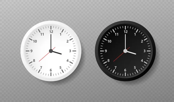 Reloj Oficina Realista Relojes Redondos Pared Con Flechas Tiempo Esfera — Vector de stock