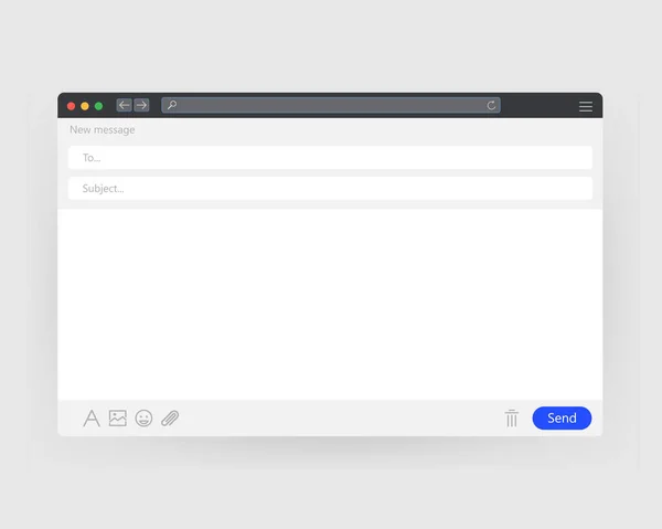 E- posta boş şablon İnternet. Posta iletisi için arayüz. Vektör illüstrasyonu
