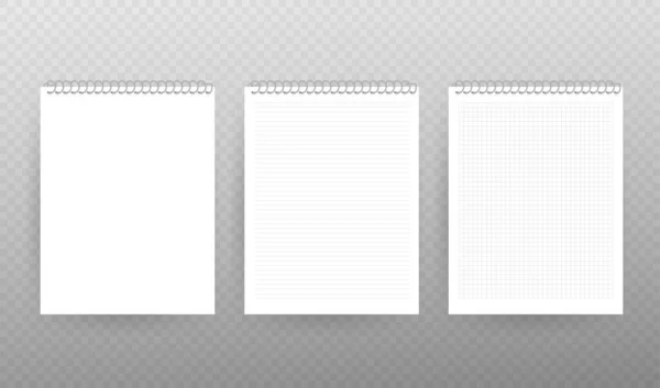 Cuaderno Cuaderno Espiral Realista Blanco Aislado Vector Blanco — Vector de stock