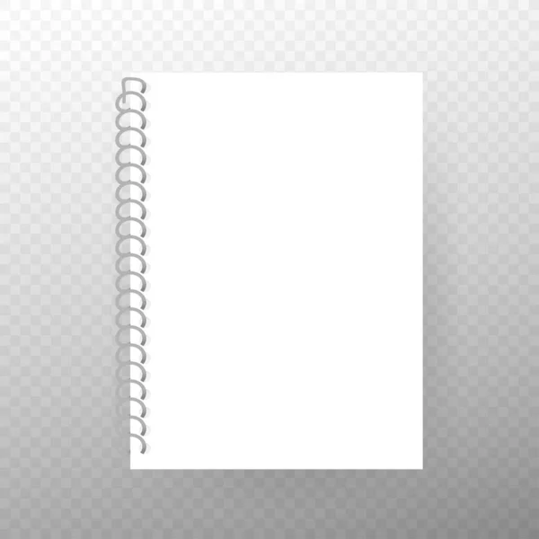 Prázdný Realistický Zápisník Spirále Izolovaný Bílém Vektoru — Stockový vektor