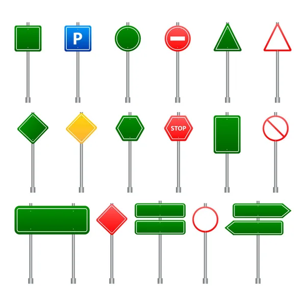Set Road Signs Isolated Transparent Background Vector Illustration — Stock Vector