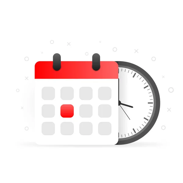 Vector Calendar Clock Icon White Background — Stock Vector