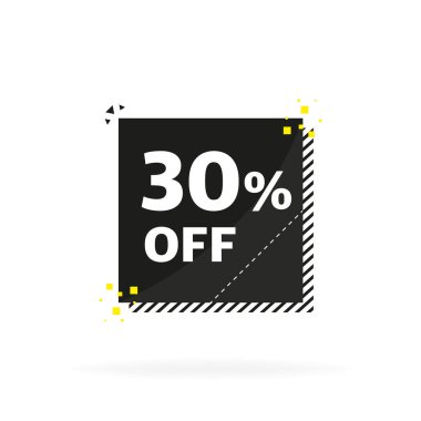 Beyaz arka planda% 30 indirim damgası. İmzala, etiketle, etiketle.