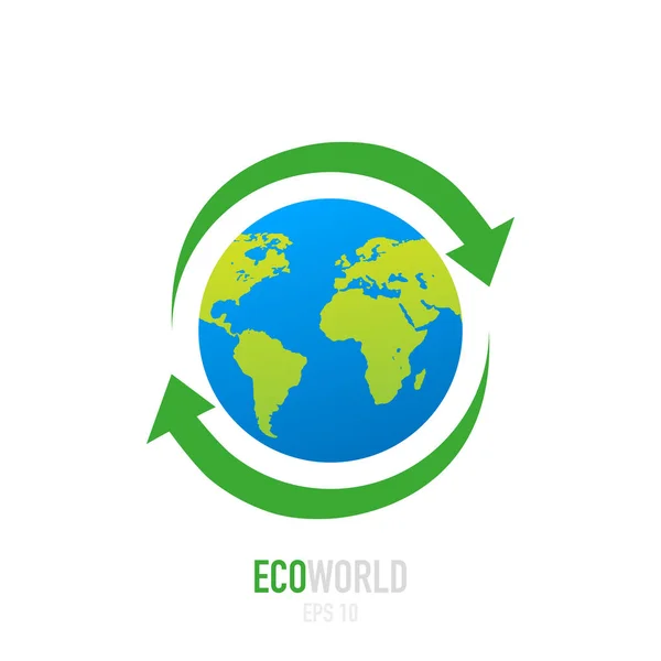 Eco Mundo Vector Icono Ecología Planeta — Vector de stock