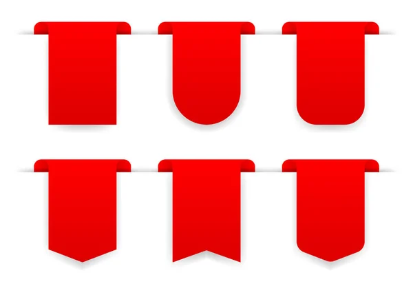 Velká Červená Stuha Sada Izolované Bílém Pozadí — Stockový vektor