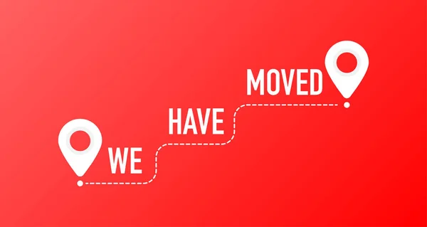 Taşındık. Ofis tabelası taşıyor. Resim kırmızı arkaplanda izole edildi