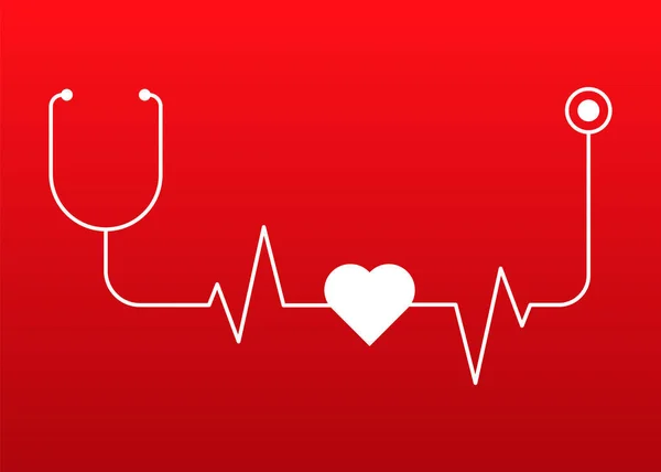 Coração Com Ícone Pulso Estilo Plano Isolado —  Vetores de Stock