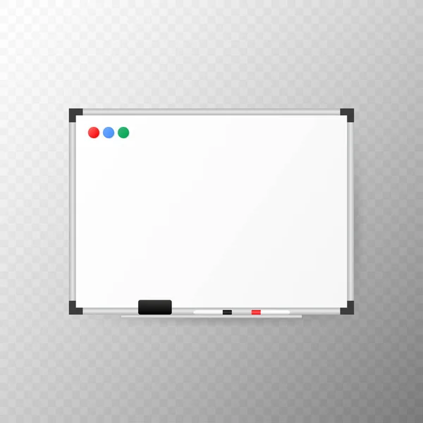 Töm Whiteboardtavla Med Markör Suddgummi Och Magneter — Stock vektor