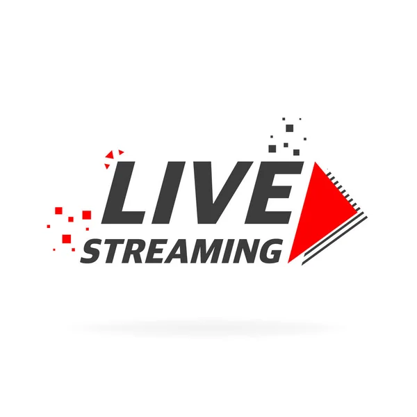 Logo Live Streaming Elemento Design Vettoriale Rosso Con Pulsante Riproduzione — Vettoriale Stock