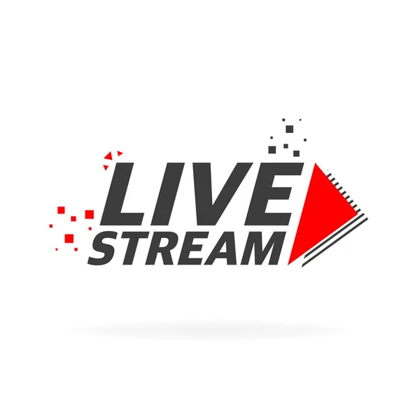 Logo Live Stream Elemento Design Vettoriale Rosso Con Pulsante Riproduzione — Vettoriale Stock