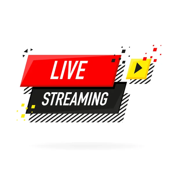 Logo Live Streaming Elemento Design Vettoriale Rosso Con Pulsante Riproduzione — Vettoriale Stock