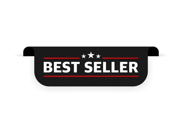 Best Seller Black Ribbon White Background — Stock Vector