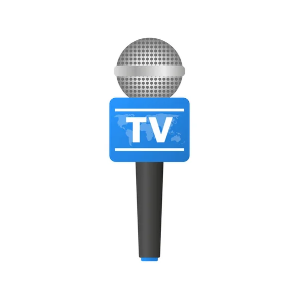 Microphone Broadcasting News Maker Vector Illustration — Stock Vector