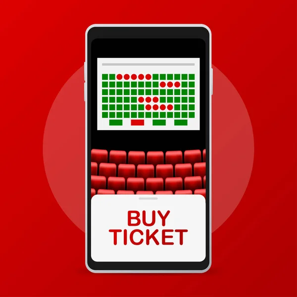 Online Ticketkino Mit Mobile App Servicekonzept Vektorillustration — Stockvektor