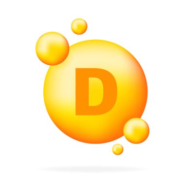 Vitamin parlayan hap kapsülü ikonu. Parlak altın madde damlası. İlaç reklamları. Güzellik tedavisi, beslenme, cilt bakımı. Vektör illüstrasyonu