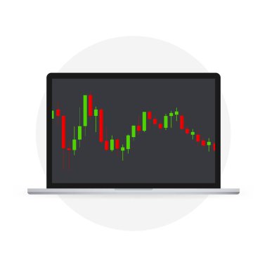 Mum çubuğu grafiği borsa yatırım ticaretinin grafiği. Vektör illüstrasyonu