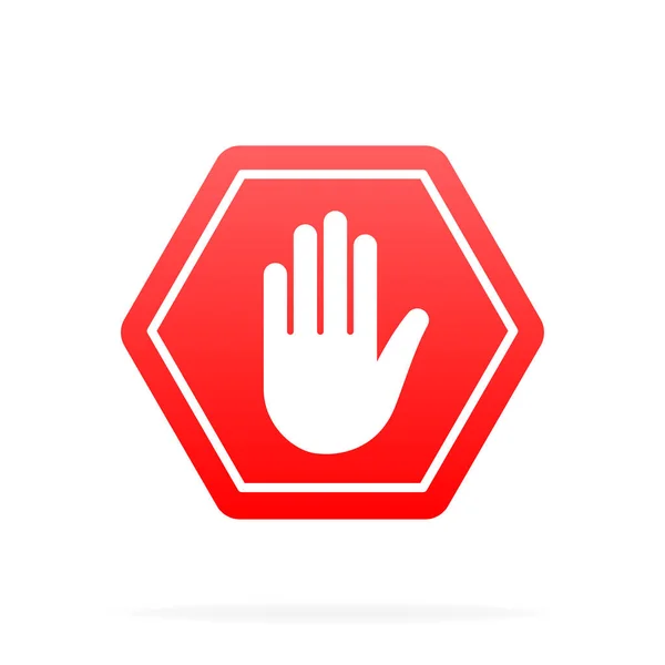 Красные Знаки Остановки Рука Прямоугольник Метка Остановить Символы Кругах Предупреждение — стоковый вектор