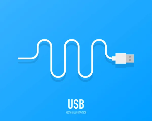 Design Fundo Conceito Energia Cabo Usb Branco Isolado Fundo Azul — Vetor de Stock