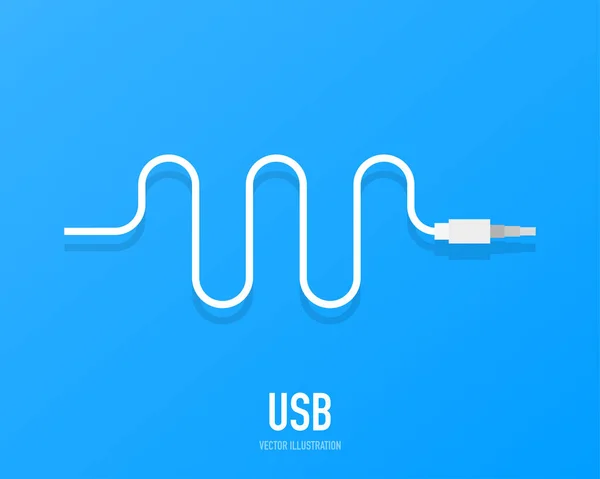 Concept Puissance Conception Fond Câble Blanc Usb Isolé Sur Fond — Image vectorielle