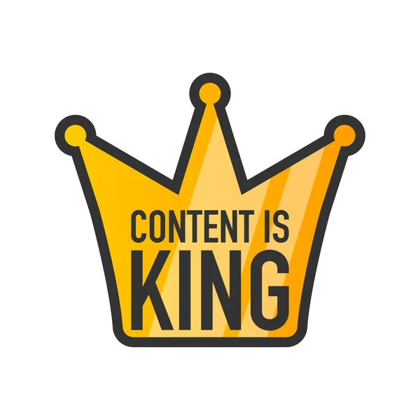 Content King Flat Icon Badge White Background Vector Stock Illustration — Stock Vector
