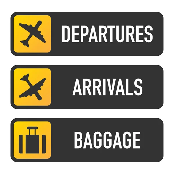 Flygplatsskyltar Avgång Ankomst Och Bagage — Stock vektor