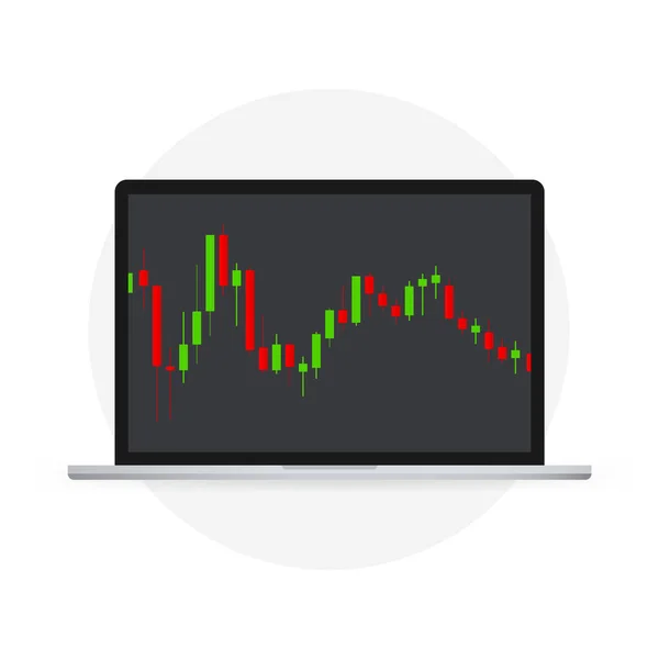 Mum çubuğu grafiği borsa yatırım ticaretinin grafiği. Vektör illüstrasyonu