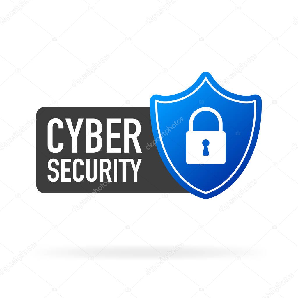 Cyber security vector logo with shield and check mark