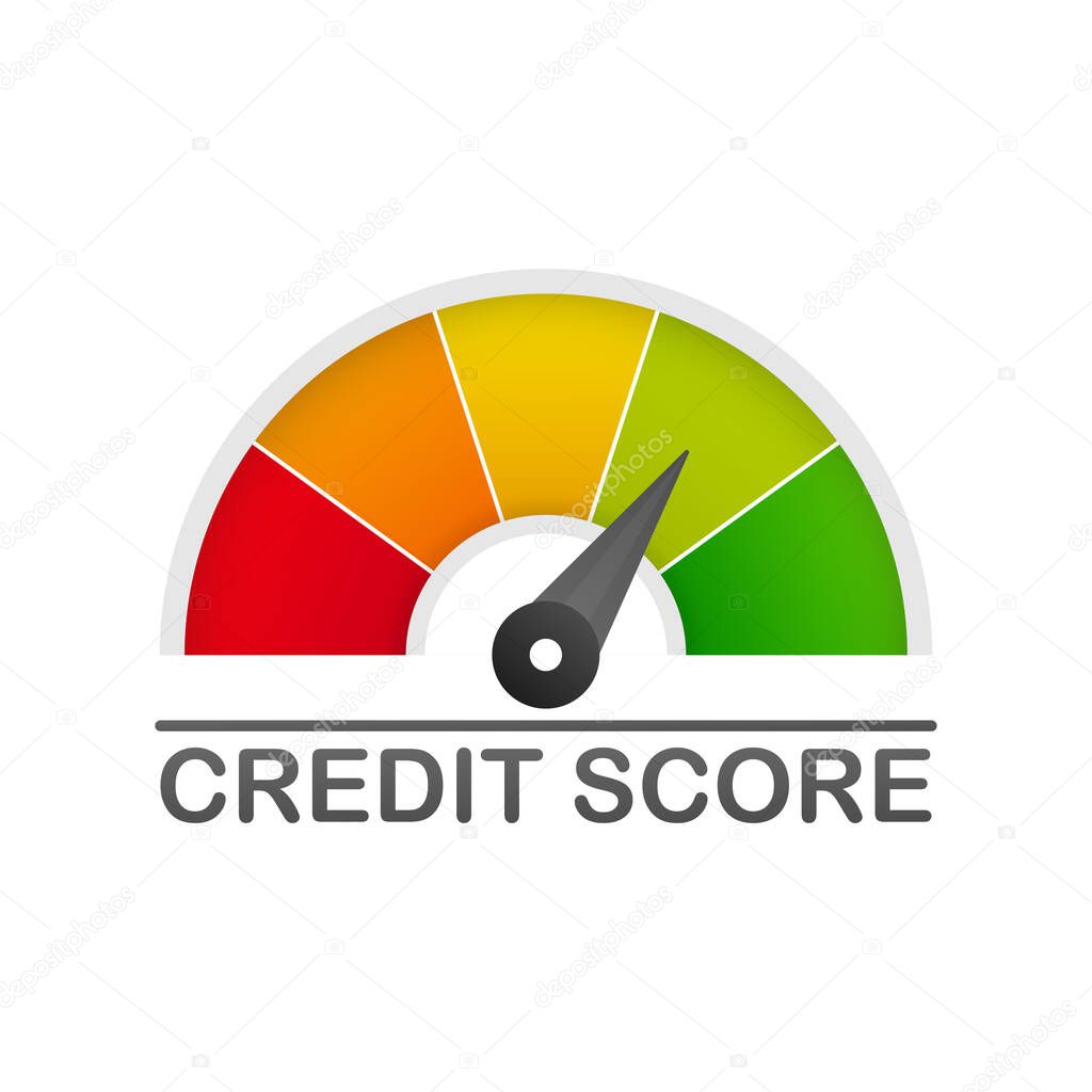 detailed illustration of a credit score meter with pointer