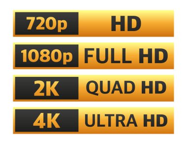 Modern TV full HD 4K, her amaç için harika tasarım. Teknoloji işaretleri koy. Vektör illüstrasyonu