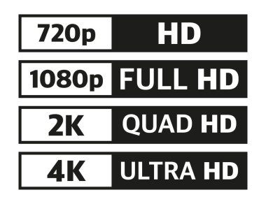 Modern TV full HD 4K, her amaç için harika tasarım. Teknoloji işaretleri koy. Vektör illüstrasyonu