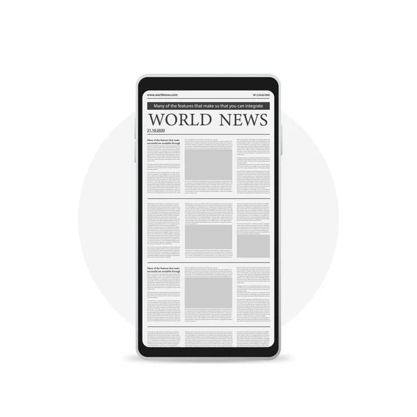 Digital News Concept Business Newspaper Screen Smartphone 미디어 공용에 비즈니스 — 스톡 벡터