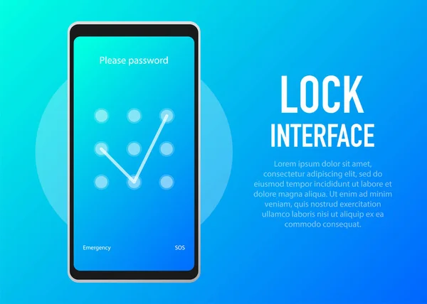 Bloqueo Pantalla Pinterface Para Pantalla Bloqueo Introduzca Páginas Contraseña Ilustración — Vector de stock