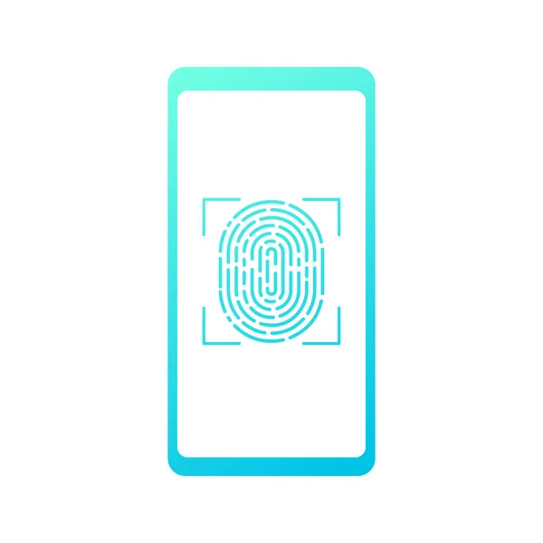 Touch Διανυσματική Απεικόνιση Smartphone Δακτυλικό Αποτύπωμα Απομονώνονται Λευκό Φόντο — Διανυσματικό Αρχείο
